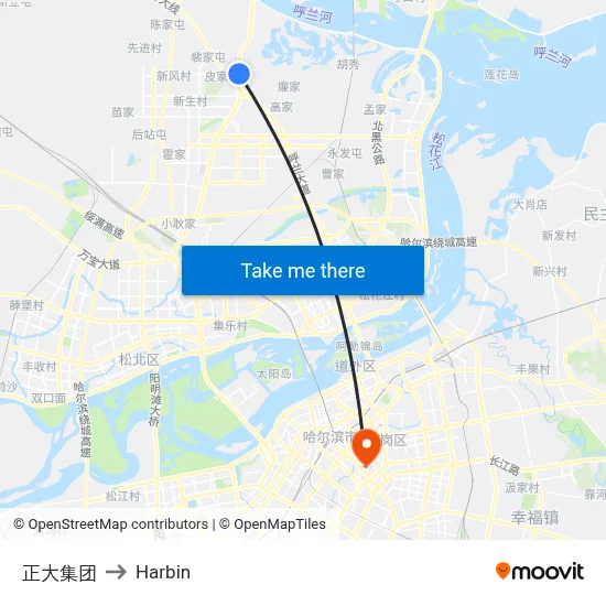 Rongda Group to Harbin map