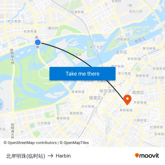 North Shore Pearl (Temporary Stop) to Harbin map