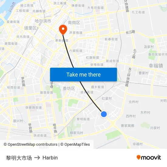 Liming Market to Harbin map