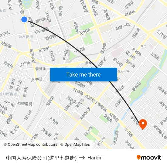 China Life Insurance (Daoli Seventh Street) to Harbin map