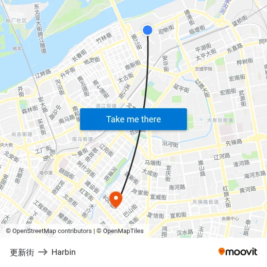 Renewal Street to Harbin map