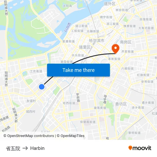 Provincial Hospital No. 5 to Harbin map