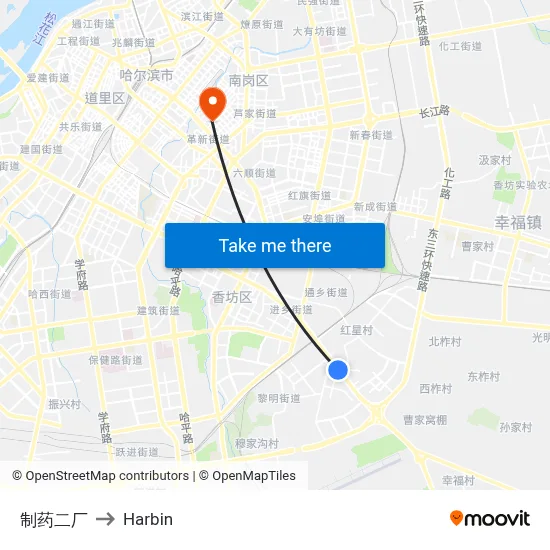 Pharmaceutical Factory No. 2 to Harbin map