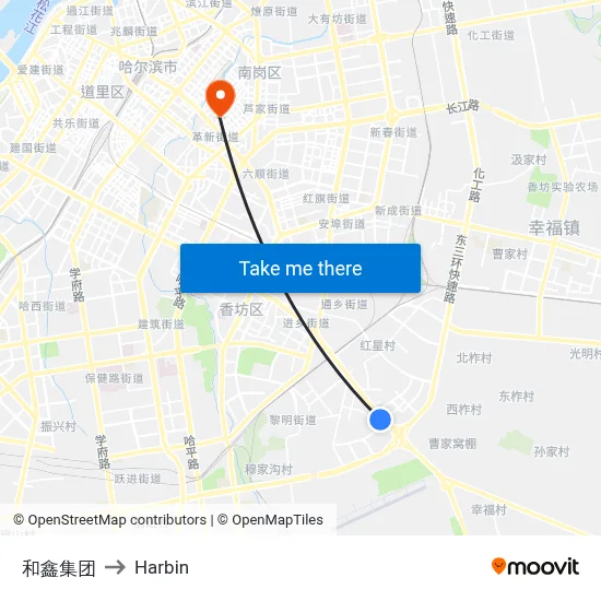 Hexin Group to Harbin map