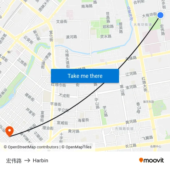 Hongwei Road to Harbin map