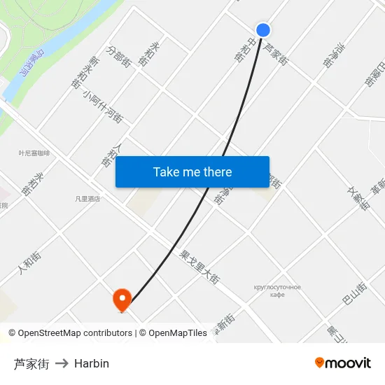 Lujia Street to Harbin map