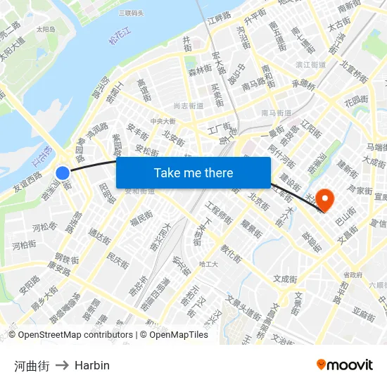 Hequ Street to Harbin map