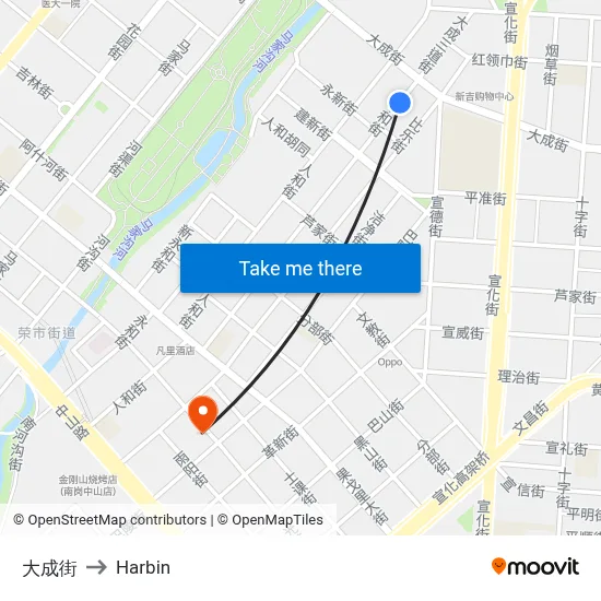 Dacheng Street to Harbin map