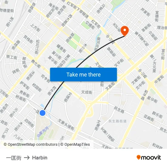 Yikuang Street to Harbin map