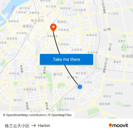 Grand Cloud Sky Residential Area to Harbin map