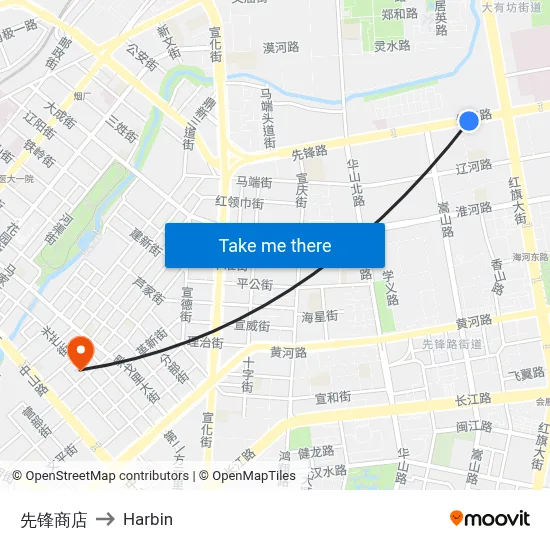 Pioneer Store to Harbin map