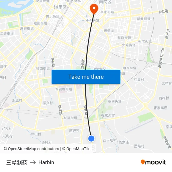 Sanjing Pharmaceutical to Harbin map