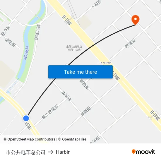 City Public Trolley Company to Harbin map