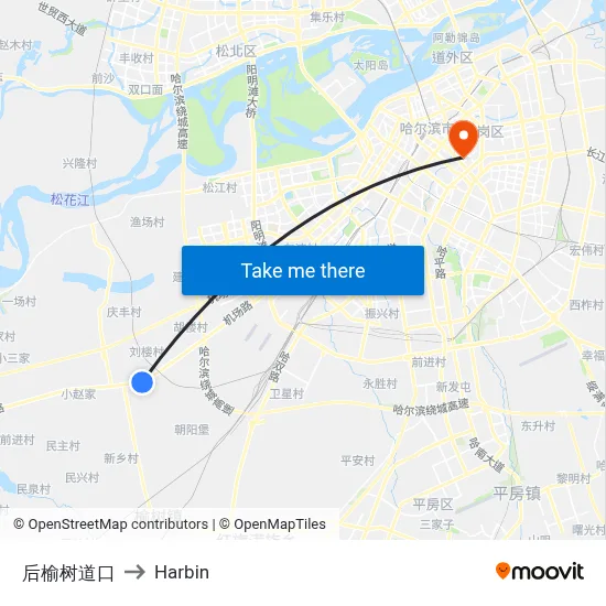 Rear Yushu Crossing to Harbin map