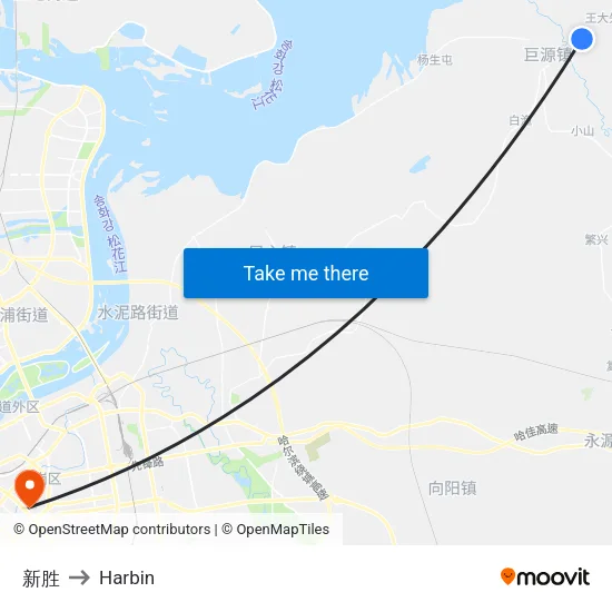 新胜 to Harbin map