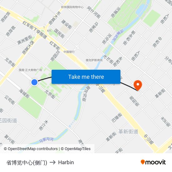 省博览中心(侧门) to Harbin map