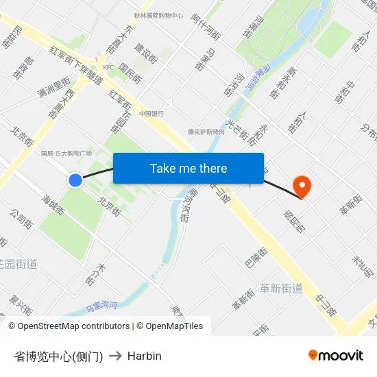 Exhibition Center (Side Gate) to Harbin map