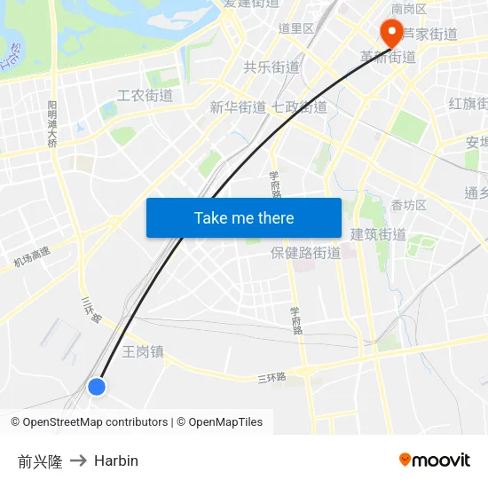 前兴隆 to Harbin map