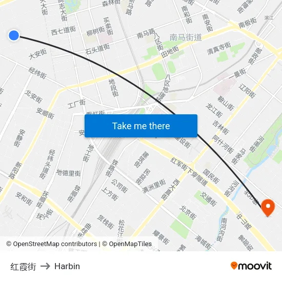 红霞街 to Harbin map