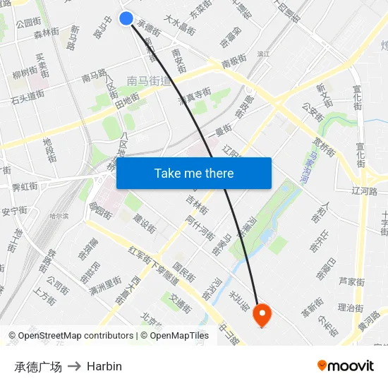 承德广场 to Harbin map