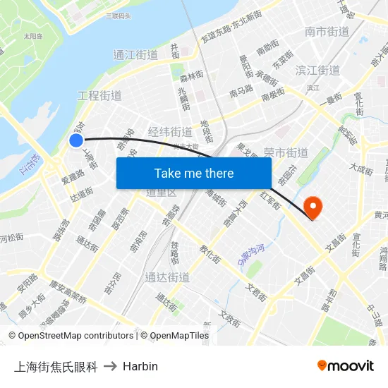 上海街焦氏眼科 to Harbin map