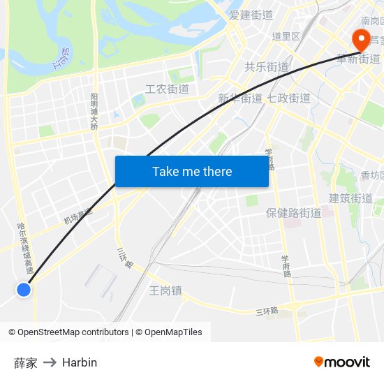 薛家 to Harbin map