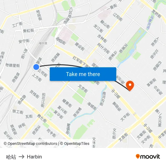 哈站 to Harbin map