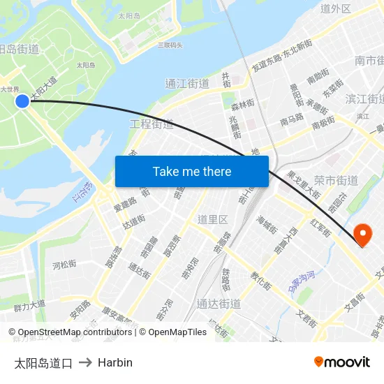 太阳岛道口 to Harbin map