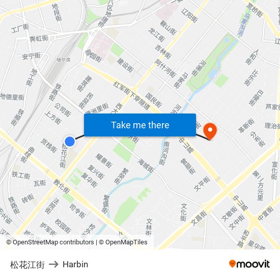 松花江街 to Harbin map