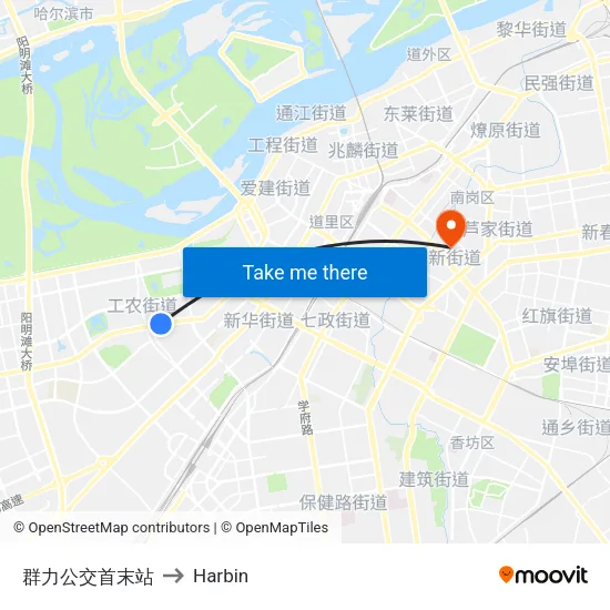 群力公交首末站 to Harbin map