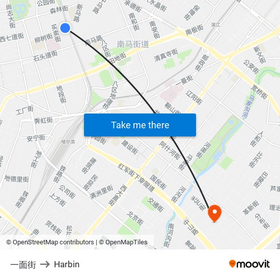 一面街 to Harbin map