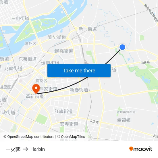 一火葬 to Harbin map