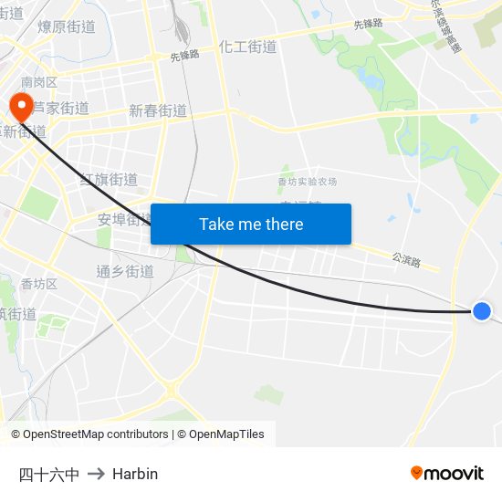 四十六中 to Harbin map