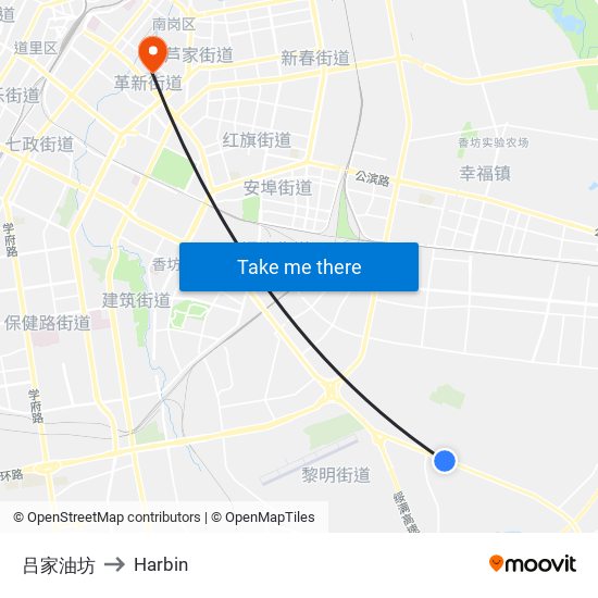 吕家油坊 to Harbin map