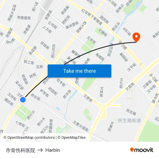 市骨伤科医院 to Harbin map