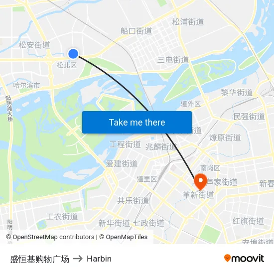 盛恒基购物广场 to Harbin map
