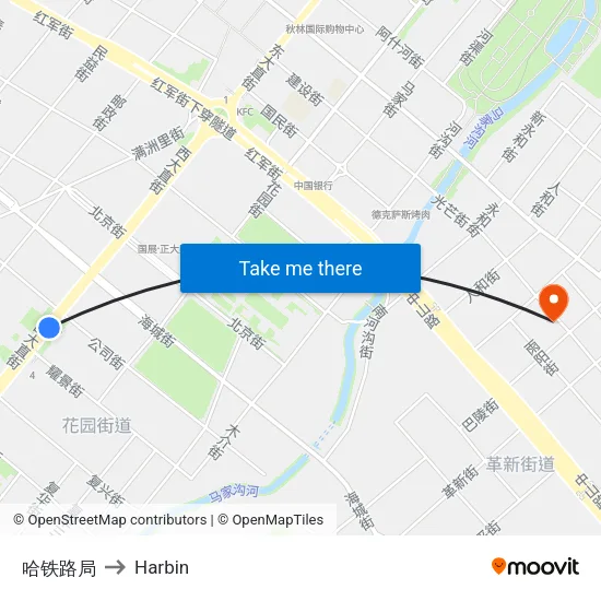 Harbin Railway Bureau to Harbin map