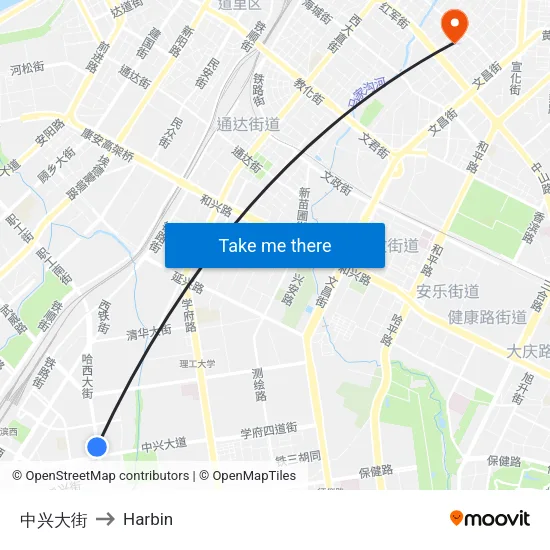 中兴大街 to Harbin map