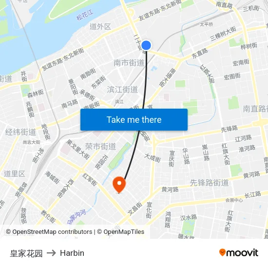 皇家花园 to Harbin map