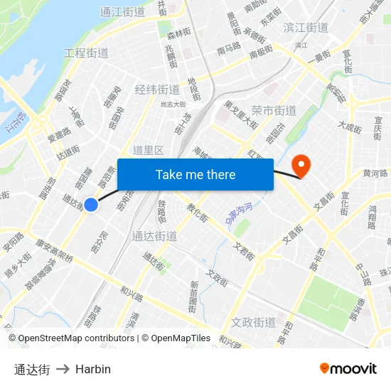 通达街 to Harbin map