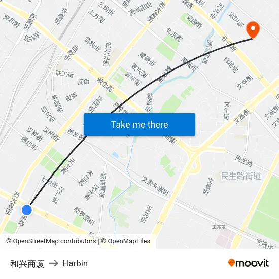 和兴商厦 to Harbin map