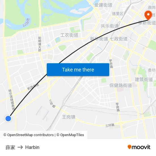 Xue Family to Harbin map