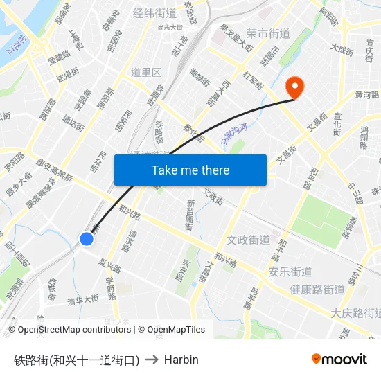 铁路街(和兴十一道街口) to Harbin map