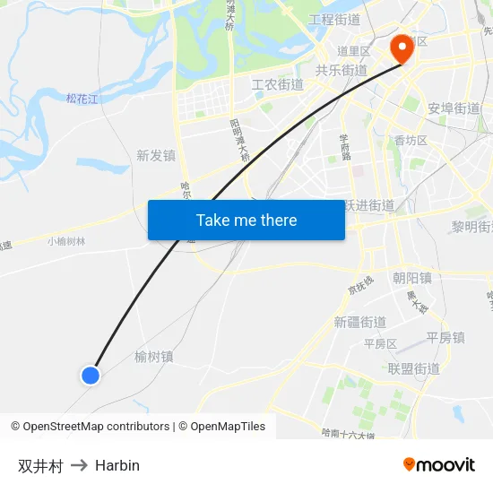 双井村 to Harbin map