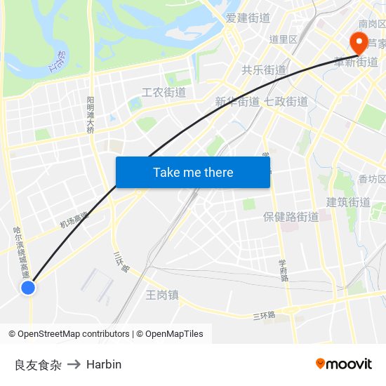 良友食杂 to Harbin map