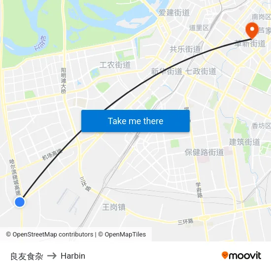 良友食杂 to Harbin map