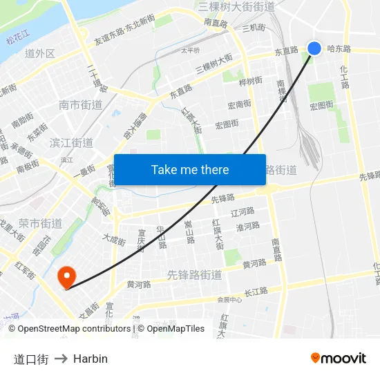 道口街 to Harbin map