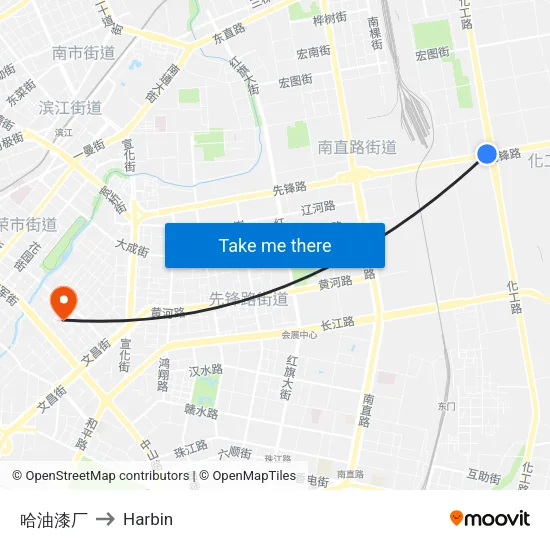 哈油漆厂 to Harbin map