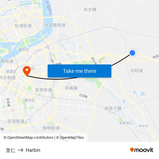 里仁 to Harbin map
