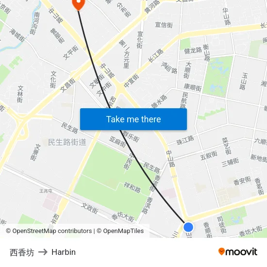 西香坊 to Harbin map